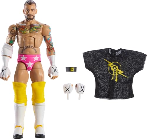 Mattel WWE Elite Actionfigur und Zubehör, Serie #113, ca. 15 cm große Sammelfigur CM Punk mit 25 Bewegungspunkten und austauschbaren Händen, JCH87, [Mehrfarbig] von Mattel