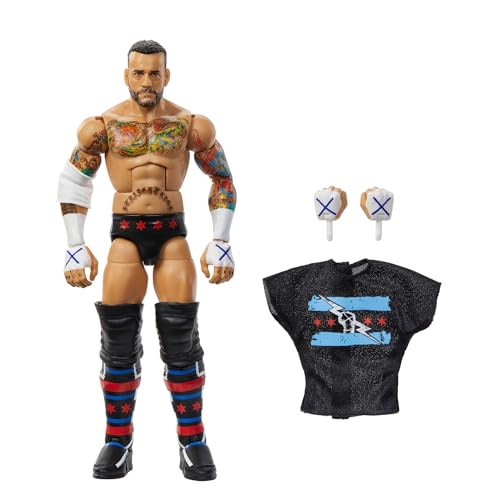 Mattel WWE Elite Actionfigur und Zubehör, Serie #115, ca. 15 cm große Sammelfigur CM Punk mit 25 Bewegungspunkten und austauschbaren Händen, JCH99, [Mehrfarbig] von Mattel