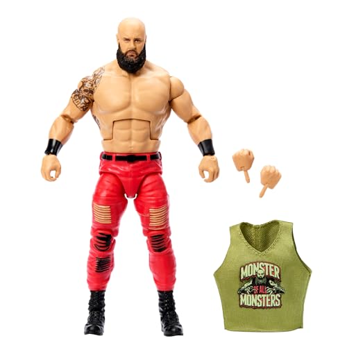 Mattel WWE Elite-Actionfigur und Zubehörteile, ca. 15 cm große Braun Strowman-Sammelfigur mit 25 Bewegungspunkten, lebensechtem Aussehen und austauschbaren Händen HTX18 von Mattel