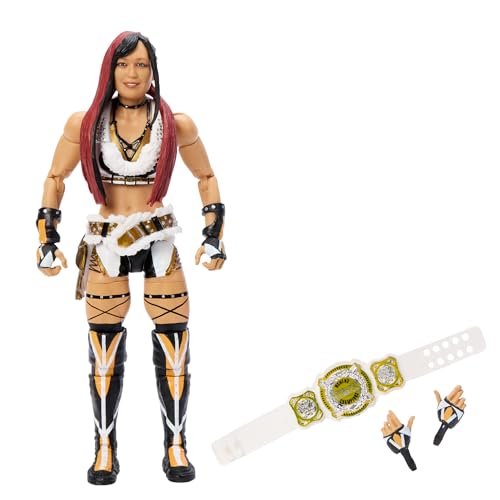 Mattel WWE Elite-Actionfigur und Zubehörteile, ca. 15 cm große Iyo Sky-Sammelfigur mit 25 Bewegungspunkten, lebensechtem Aussehen und austauschbaren Händen HTX23 von Mattel