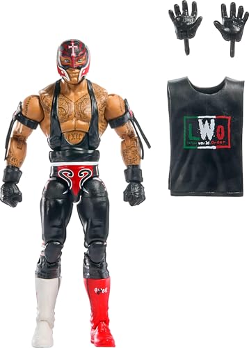 Mattel WWE Elite Collection Top Picks Actionfigur & Zubehör-Set, Rey Mysterio 15,2 cm Sammlerstück mit austauschbaren Händen, Ringausrüstung und 25 Gelenkpunkten von Mattel