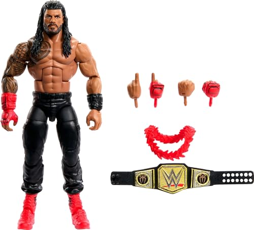 Mattel WWE Elite Actionfigur & Zubehör, Serie #110 Roman Reigns 15,2 cm Sammlerstück mit 25 Gelenkpunkten & austauschbaren Händen von Mattel