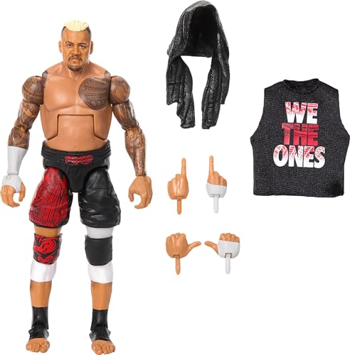 Mattel WWE Top Picks Elite Actionfigur & Zubehör Set, Solo Sikoa 15,2 cm Sammlerstück mit austauschbaren Händen, Ringausrüstung und 25 Gelenkpunkten von Mattel