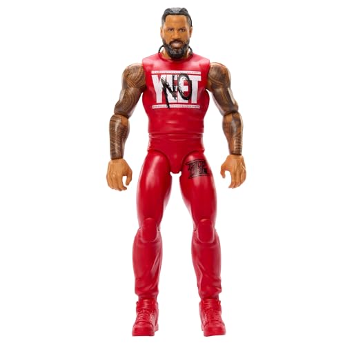 Mattel WWE Jimmy Uso Actionfigur, Hauptkampf-Serie #155, ca. 15 cm große Sammelfigur mit 10 Bewegungspunkten und lebensechtem Aussehen, JCV48, [Mehrfarbig] von Mattel