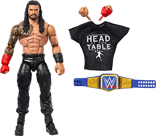 Mattel WWE Roman Reigns Top Picks Elite Collection Actionfigur, Artikulation & lebensechte Details, austauschbares Zubehör, 15,2 cm (HKN55) von Mattel