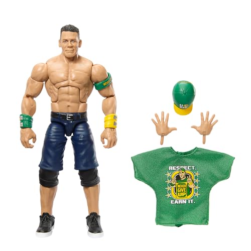 Mattel WWE Top Picks Elite Actionfigur- und Zubehörset, ca. 15 cm große John Cena Sammelfigur mit austauschbaren Händen, Ringausrüstung und 25 Bewegungspunkten, HTX73 von Mattel