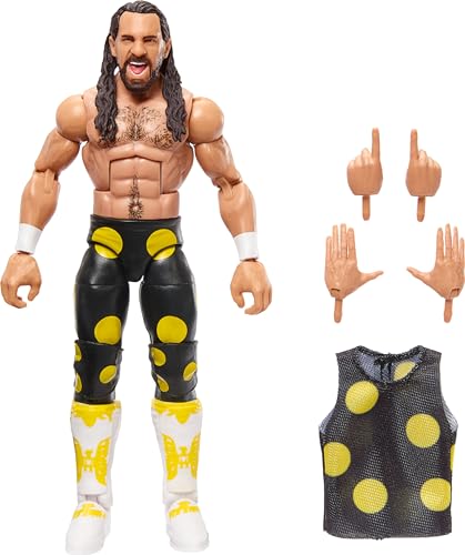 Mattel WWE Top Picks Elite Actionfigur & Zubehör-Set, Seth Rollins 15,2 cm, Sammlerstück mit austauschbaren Händen, Ringgetriebe und 25 Gelenkpunkten, HTX72, Mehrfarbig von Mattel