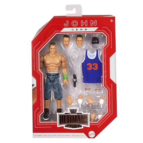 Mattel WWE Ultimate Edition John Cena Set aus ca. 15 cm großer Actionfigur und Zubehör, mehr als 10 Teile inklusive austauschbaren Köpfen und Händen, JCX42, [Mehrfarbig] von Mattel