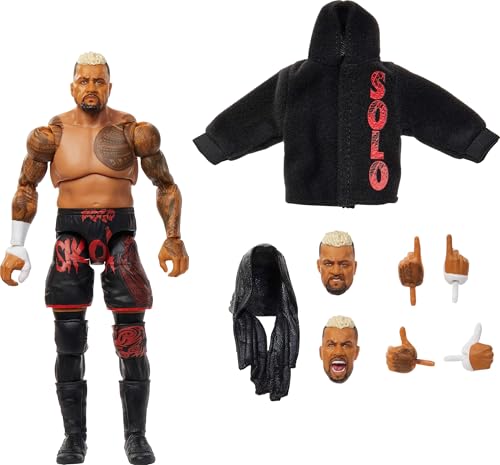 Mattel WWE Ultimate Edition Actionfigur & Zubehör, 15,2 cm Solo Sikoa Sammelset, austauschbare Köpfe & Hände, 30 Gelenkpunkte von Mattel