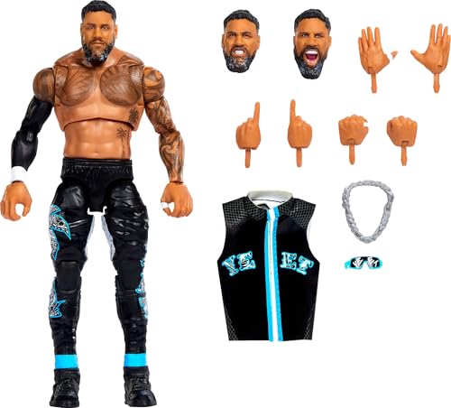 Mattel WWE Ultimate Edition Actionfigur & Zubehör Set, Jey USO 15,2 cm Sammlerstück mit austauschbaren Köpfen und Händen, 30 Gelenkpunkte von Mattel