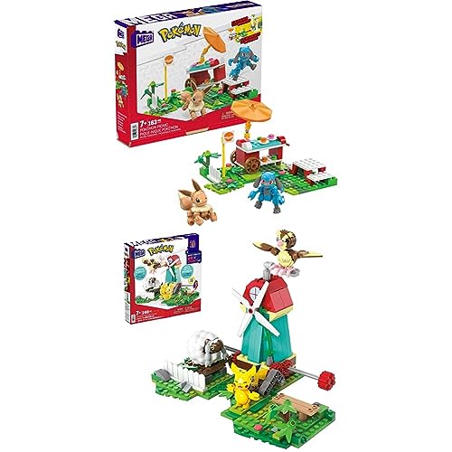Mega Pokémon Figuren Bauset Windmühlen Farm, 240 Teile & Pokémon Figuren Bauset Picknick Abenteuer, 193 Teile Mega Pokémon Figuren Bauset Windmühlen Farm, 240 Teile & Pokémon Figuren Bauset Picknick Abenteuer, 193 Teile von Mattel