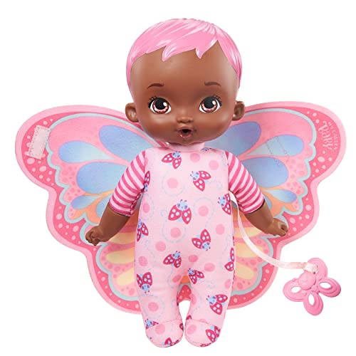 My Garden Baby HBH40 - Mein Schmuse Schmetterlings-Baby (23 cm), weicher Körper mit Plüschflügeln, rosa, Babyspielzeug ab 18 Monaten von Mattel