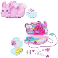 Polly Pocket 2-in-1-Bunny Fun Schatulle, tragbares Taschen-Spielset mit 2 Pupp von Mattel