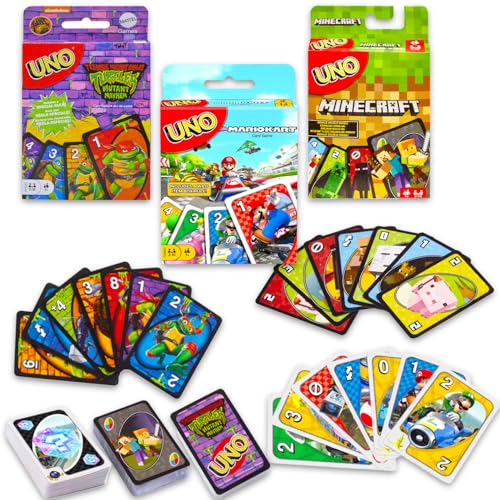 UNO Videospielkarten-Set – Bundle mit Minecraft, Super Mario, Teenage Mutant Ninja Turtles UNO Karten für Kinder plus Aufkleber, mehr | Minecraft, Mario, TMNT Aktivitäten für Kinder, UNO Videospielkarten-Set – Bundle mit Minecraft, Super Mario, Teenage Mutant Ninja Turtles UNO Karten für Kinder plus Aufkleber, mehr | Minecraft, Mario, TMNT Aktivitäten für Kinder, von Mattel