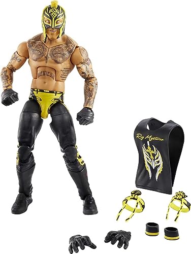 WWE GVC01 - Rey Mysterio Top Picks Elite Actionfigur (ca. 15 cm) mit hervorragender Beweglichkeit für perfekte Posen, lebensechten Details, authentischem Wrestling-Look und Zubehör, ab 8 Jahren von Mattel