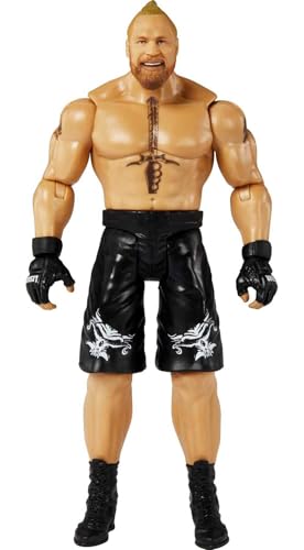 WWE MATTEL Basic 135 Brock Lesnar Actionfigur, bewegliches 15,2 cm großes Sammlerstück für Kinder ab 6 Jahren, mehrfarbig (HKP19) von Mattel