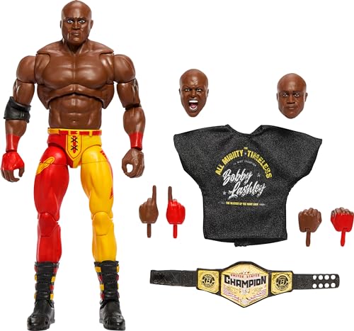 Mattel WWE Ultimate Edition-Actionfigur und Zubehörteile, Set mit ca. 15 cm großer Bobby Lashley-Sammelfigur, austauschbaren Köpfen und Händen, Einzugskleidung und 30 Bewegungspunkten HWP52 von Mattel