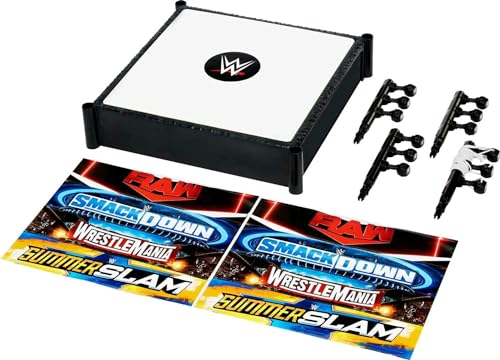 WWE Superstar Ring, 14 inches with Spring-Loaded Mat, 4 Event Apron Stickers & Pro-Tension Ropes for WWE Action Figures, Gift for Ages 6+, HGD20 WWE Superstar Ring, 14 inches with Spring-Loaded Mat, 4 Event Apron Stickers & Pro-Tension Ropes for WWE Action Figures, Gift for Ages 6+, HGD20 von Mattel