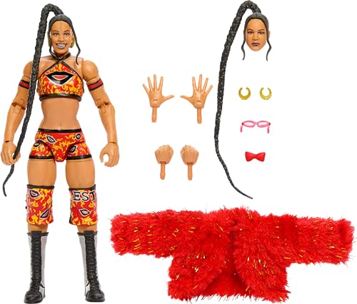 Mattel WWE Ultimate Edition-Actionfigur und Zubehörteile, Set mit ca. 15 cm großer Bianca Belair-Sammelfigur, austauschbaren Köpfen und Händen, Einzugskleidung und 30 Bewegungspunkten HVF84 von Mattel