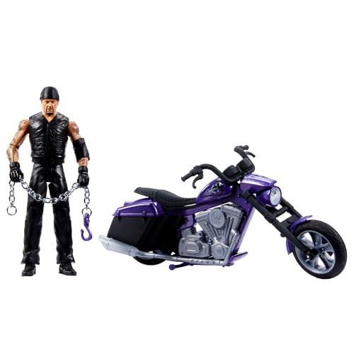 Mattel WWE WREKKIN' SLAMCYCLE Fahrzeug und Undertaker Figur - Boneyard Slamcycle mit 8 auseinanderbrechenden Teilen, inklusive WWE Undertaker Actionfigur, Kettenzug und Schleudersitz-Starter, HTR84 von Mattel