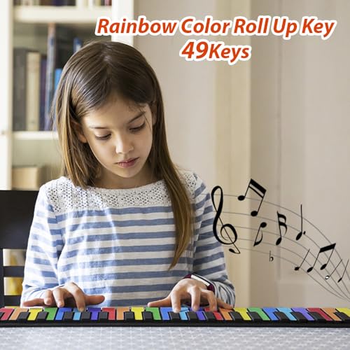 49 Key -Roll -up -Tastaturklavier Tragbares Digitalklavier mit 47 Timbres 14 Demo -Songs 128 Rhythmen Ideal für Kinder und Anfänger Leichte Wiederauflösbare Batterie von Matybobe