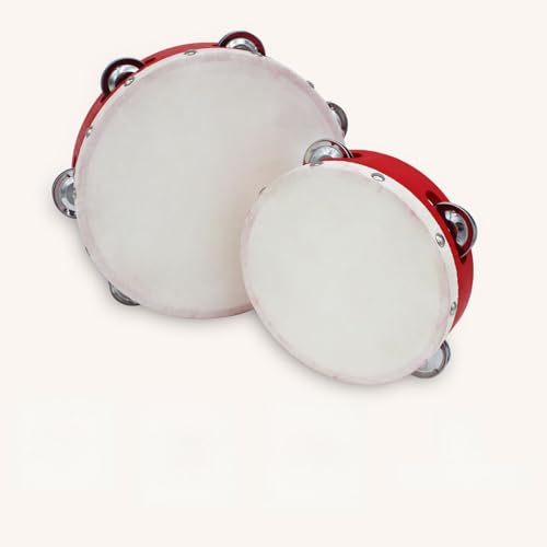 Handtamburin, 6 Stück, Metallbecken, Schaffelltrommel, Holztamburin für Erwachsene und Kinder, Tanzen, Singen, Party-Unterhaltung, Musikalisches Timbrel (8-Zoll) von Matybobe