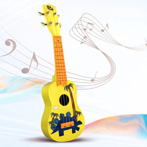 Matybobe Kinder Ukulele Fun Tiermuster 21-Zoll Volles Holzkörpergeschenkset Set (Gelb) von Matybobe