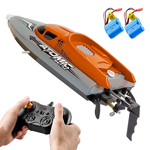 Matybobe RC Boot Ferngesteuertes Boot, 30 km/h, Hochgeschwindigkeit, IPV7, wasserdicht, 2,4 GHz, 4-K-Rennboot für Kinder und Erwachsene von Matybobe