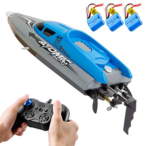 Matybobe RC Boot Ferngesteuertes Boot mit 30KM/H High Speed IPV7 Wasserdicht 2,4 GHz 4-K Rennboot für Kinder Erwachsene von Matybobe