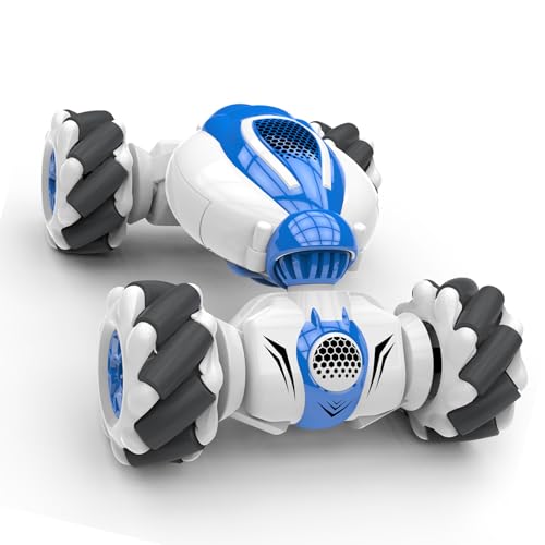 Matybobe RC Stunt Auto Fernbedienung Uhr Geste Sensor Verformbar Elektrisches Spielzeugauto Geländewagen Speed 2.4GHz 4WD 360° Rotation Wirbel Geländefahrzeug für Jungen (Blau) von Matybobe