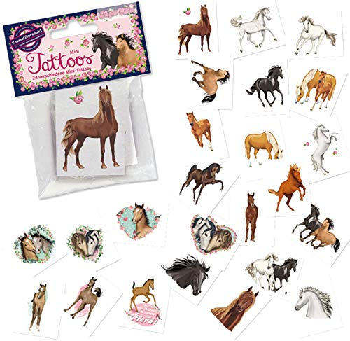 24 Tattoos * Pferde * als Mitgebsel und Spiel für Kinder | 47320 | Tapirella Pony Fohlen Sticker Tattoo Kindertattoo Kindergeburtstag Geburtstag von Lutz Mauder