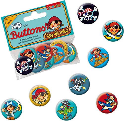 8 Mini Button * Piraten * mit Anstecknadel als Mitgebsel zum Kindergeburtstag | 67253 | Kinder Geburtstag Geschenk Party Buttons Set Kinderpiraten von Mauder Verlag