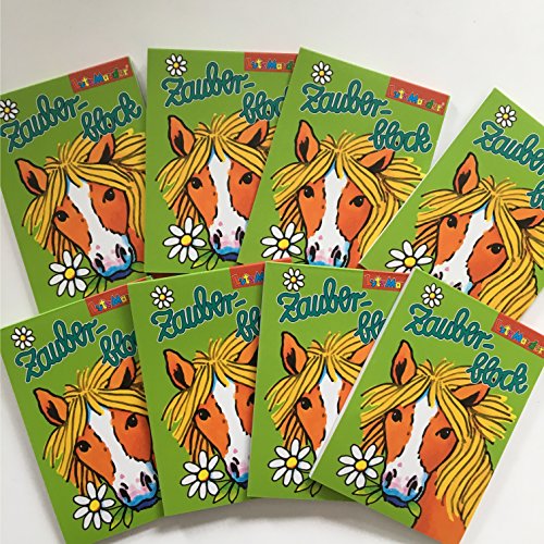 8 ZAUBERBLÖCKCHEN * Pferde * im Set mit je 24 Seiten in DIN A8 von Lutz Mauder // Plus 4 Buntstifte // Mitgebsel Kindergeburtstag Malbuch Pony von Lutz Mauder