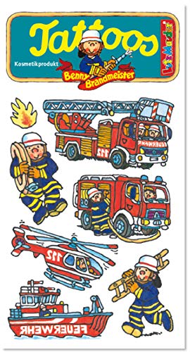 Tattoo-Set * FEUERWEHRMANN Benny BRANDMEISTER * von Lutz Mauder | 44698 | Feuerwehr Tattoos Kindertattoo Kinder Geburtstag Mitgebsel von Mauder Verlag