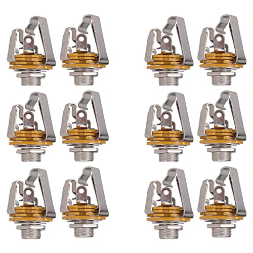 Mauedest 12 Stück 1/4 Zoll 6,35 mm Eingang Stereo Jack Buchse für E-Gitarre, Bass, Pickup für Gitarre Ausgangsbuchse, Gitarrenteile von Mauedest