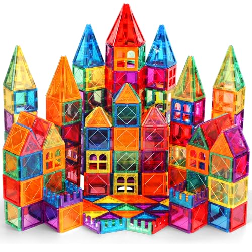 Magnetische Bausteine Kinderspielzeug 100 Teile STEM Magnetbausteine Bauspielzeug Magnet Spielzeug für Kleinkind und Kinder Montessori Lernspielzeug Geschenke für 3-8 Jungen und Mädchen von Mauikay