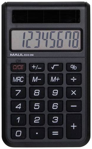 Maul ECO 250 Taschenrechner Schwarz Display (Stellen): 8solarbetrieben (B x H x T) 60 x 98 x 12mm von Maul