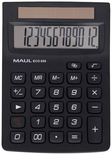Maul ECO 650 Taschenrechner Schwarz Display (Stellen): 12solarbetrieben (B x H x T) 104 x 146 x 33mm von Maul