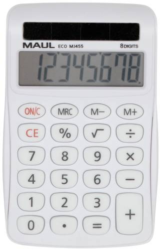 Maul ECO MJ 455 Tischrechner Weiß Display (Stellen): 8solarbetrieben (B x H x T) 71 x 112 x 20mm von Maul