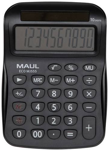Maul ECO MJ 555 Tischrechner Schwarz Display (Stellen): 10solarbetrieben (B x H x T) 110 x 154 x 27m von Maul