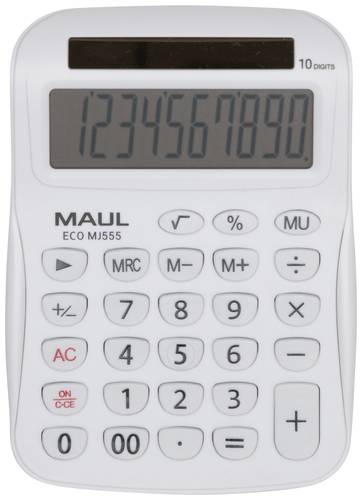 Maul ECO MJ 555 Tischrechner Weiß Display (Stellen): 10solarbetrieben (B x H x T) 110 x 154 x 27mm von Maul