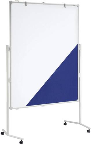 Maul Moderationstafel (B x H) 120cm x 150cm Textil Weiß, Blau Inkl. Ablageschale, Inkl. Blockhalter von Maul