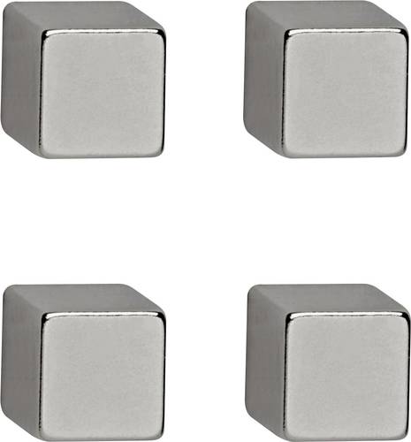 Maul Neodym Magnet (B x H x T) 10 x 10 x 10mm Würfel Silber 4 St. 6169296 von Maul