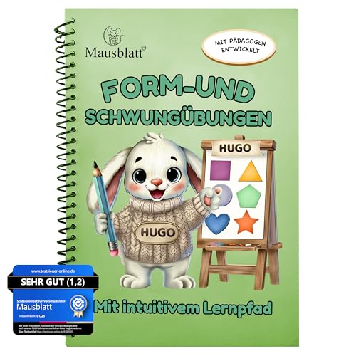 Mausblatt® Form- & Schwungübungen ab 4 5 6 - Vorschule Übungshefte ab 4 5 6 Junge & Mädchen - lesen lernen Vorschule – Schreiben lernen - Schreibheft 1 Klasse - Montessori Buch von Mausblatt