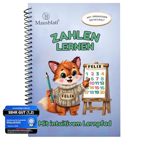 Mausblatt® Zahlen lernen - Vorschule Übungshefte ab 4 5 6 Junge – Vorschule Übungshefte ab 4 5 6 Mädchen - lesen lernen Vorschule – Schreiben lernen - Schreibheft 1 Klasse – Montessori Buch von Mausblatt