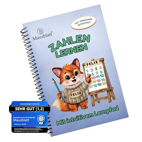 Mausblatt® Zahlen lernen - Vorschule Übungshefte ab 4 5 6 Junge – Vorschule Übungshefte ab 4 5 6 Mädchen - lesen lernen Vorschule – Schreiben lernen - Schreibheft 1 Klasse – Montessori Buch von Mausblatt