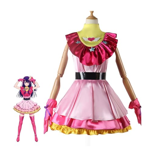 Ai Hoshino Cosplay Kostüm Lolita Kleid Halloween Karneval Outfit,Pink-L von Mavnes