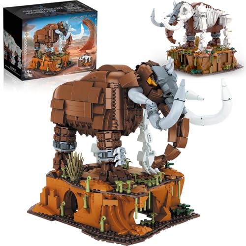 Mavo brix Riesiges Mammut-Fossil-Bauset mit Lebensraum-Basis, Elephant Crossing Toys kompatibel mit Lego Animal Tier- und Dinosaurier-Sets, Weihnachts Geburtstagsgeschenk für Erwachsene, 1310 Teile von Mavo brix