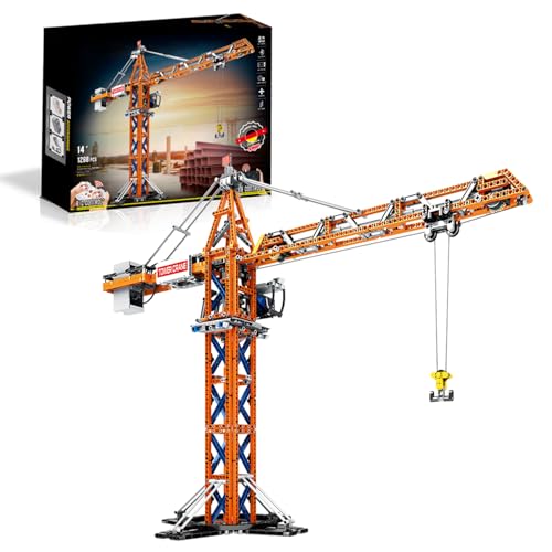 Turmdrehkran Bausatz, RC Turmdrehkran mit Motor, Große Form, LKW Fahrzeug Baustein Kompatibel mit Lego, 1288 PCS von Mavo brix