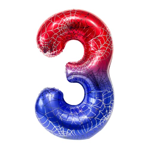 Mavouri Spider Geburtstagsdeko 3 Jahre Junge, Spinne Luftballon 3 Jahre, Spidey 40 Zoll Luftballons Zahlen 3, Spinnen Deko 3. Geburtstag Junge, Spider Helium Ballon 3 Geburtstag Jungen von Mavouri